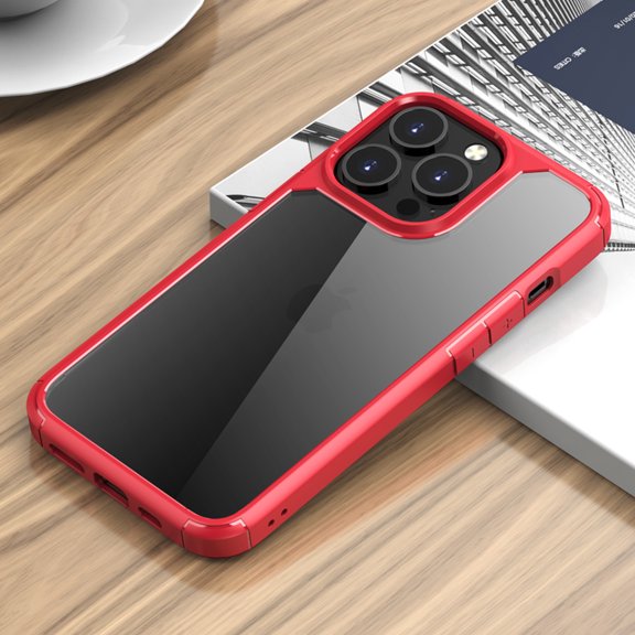 SaniMore for iPhone 14 Pro Case, Anti-slip Design Wireless Charging Heavy Duty Protective Drop Resistant Slim Fit Lightweight Transparent No-yellow Shell iPhone 14 Pro(6.1" 2022), Red