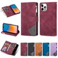 thumbnail image 1 of SaniMore for iPhone 14 Pro Case with Card Slot, Line Stitching Metal Button Zipper Wallet PU Leather Cover with Folio Flip Kickstand + Hand Strap Shockproof Protective Shell, Winered, 1 of 8