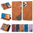 thumbnail image 1 of SaniMore for iPhone 14 Pro Case with Card Slot, Line Stitching Metal Button Zipper Wallet PU Leather Cover with Folio Flip Kickstand + Hand Strap Shockproof Protective Shell, Brown, 1 of 8
