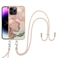thumbnail image 1 of SaniMore for iPhone 14 Pro Case, Marble Pattern 3 in 1 Heavy Duty Shockproof Full Body Hard PC IMD Bumper Crossbody Lanyard Women Girls Shockproof Cover for iPhone 14 Pro, Rosegold, 1 of 7