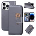 thumbnail image 1 of SaniMore for iPhone 14 Pro Case, PU Leather Flip Folio Cover with Stand, Card Slots, [Lovely Pet Magnetic Clasp] Full Protetcion Shockproof TPU Wallet Shell for iPhone 14 Pro(6.1" 2022), Gray, 1 of 10