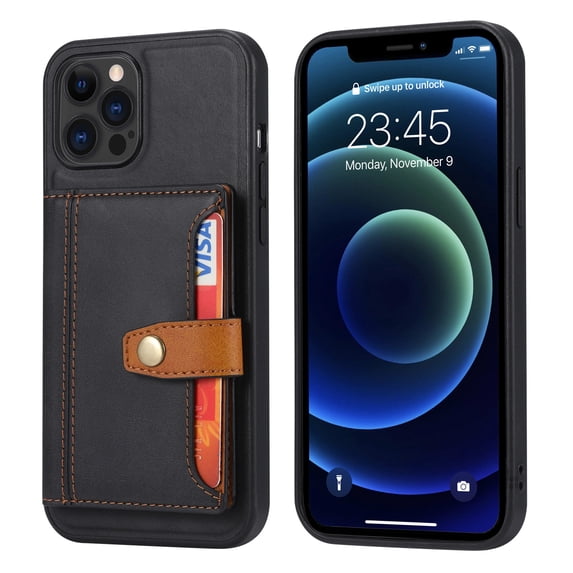 SaniMore for iPhone 14 Pro Case, PU Leather Shockproof Inner Shell with Wallet Card Slots Flip Kickstand Shockproof Retro Anti-scractch Drop-resistant Shell for iPhone 14 Pro(6.1“ 2022) - Black