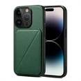 thumbnail image 1 of SaniMore for iPhone 14 Pro Case, PU Leather Skin & Rugged PC Backplane Card Slots [Up to 2] Shockproof Anti-fall Flip Kickstand Slim Lightweight Business Shell for iPhone 14 Pro, Green, 1 of 5