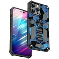 thumbnail image 1 of SaniMore for iPhone 14 Pro Case, Rugged PC & Soft TPU CD Magnetic Cover Built-in Car Mount & Multi-View Kickstand Camouflage Military Grade Shockproof Heavy Duty Protective Shell, Darkblue, 1 of 7
