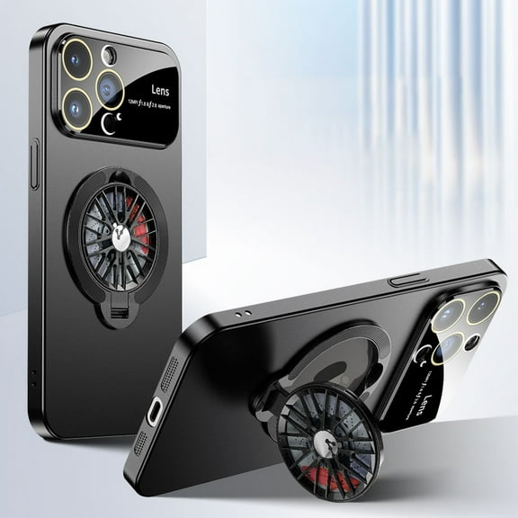 SaniMore for iPhone 14 Pro Case, Strong Magnetic 360° Rotating Bracket Gyroscope Wireless Charging Lens Protection Drop Resistant Anti-scratch Slim Fit 3 in 1 for iPhone 14 Pro Shell, Black