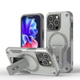 thumbnail image 1 of SaniMore for iPhone 14 Pro Case with Tempered Glass Screen Protector Magnetic Plate [Wireless Charging] Rotating Kickstand Dual-layer PC TPU Shockproof Military Drop Resistant Stand Shell, Grey, 1 of 7