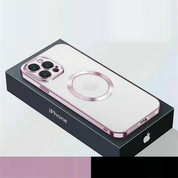 SaniMore for iPhone 14 Pro Magnetic Case with Wireless Charging, Rugged PC Case with Tempered Glass Camera Lens Protector & Dust Proof Net Shockproof Protective Cover, Pink