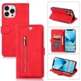 thumbnail image 1 of SaniMore for iPhone 14 Pro Magnetic Closure Flip Wallet Case with Hidden Mirror, Premium PU Leather Cover with Wrist Strap Card Slot & Kickstand Shockproof Protective Shell, Red, 1 of 9