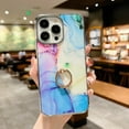 thumbnail image 1 of SaniMore for iPhone 14 Pro Max 6.7" 2022 Case with 360 Rotating Ring Bracket, Unique Fashion Marble Print Pattern Soft TPU Slim Fit Protective Shockproof Stylish Girly Stand Phone Case, Blue/Pink, 1 of 7