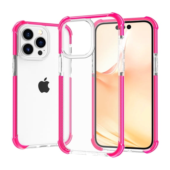 SaniMore for iPhone 14 Pro Max 6.7" 2022 Case, Ultra-clear Rugged Acrylic Backplane Shockproof Anti-fall Slim Lightweight Anti-scratch Anti-slip Cover For iPhone 14 Pro Max, Pink