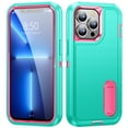 thumbnail image 1 of SaniMore for iPhone 14 Pro Max 6.7" 2022 Hybird Case, Rugged PC Back Shockproof TPU Shell Metal Hidden Kicksatnd Drop Resistant Anti-slip Heavy Duty Protective Case for iPhone 14 Pro Max, Mint+Rose, 1 of 8