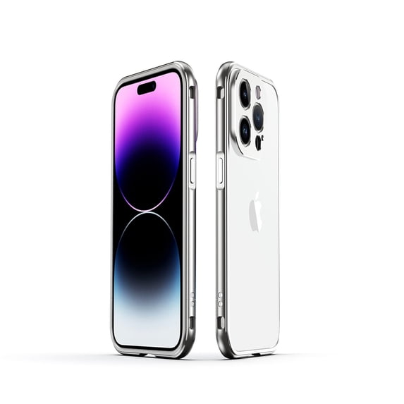 SaniMore for iPhone 14 Pro Max 6.7 "2022 Metal Bumper Frame + Lens Protector Case Heavy Duty Protective Anti-shock Drop Resistant Wear-resistant Ultra-thin Design for Women Men, Silver