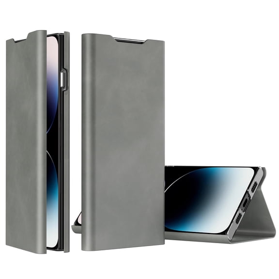 SaniMore for iPhone 14 Pro Max (6.7" 2022) Wallet Case, Folio Book Magnetic Shell with Wireless Charging, Kickstand, Card Slot, Full Body Protective Shockproof Anti-drop Magnetic Cover, Gray