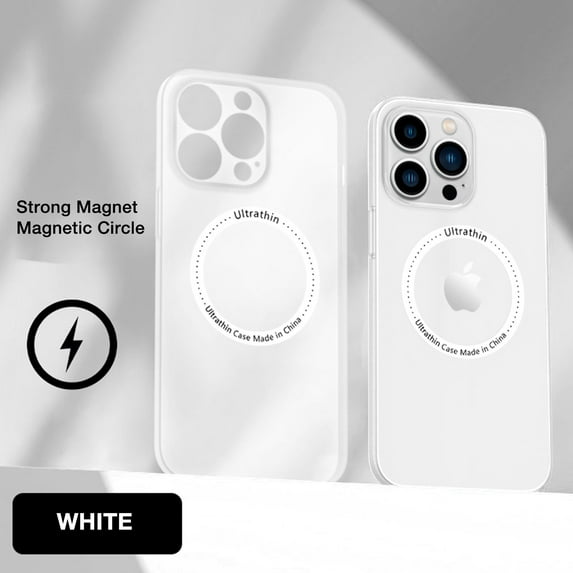 SaniMore for iPhone 14 Pro Max 6.7" Magnetic Case, Rugged PC Translucent Back Case with Wireless Charging & Car Mount Heavy Duty Full Body Protective Case for 14 Pro Max Women Men, White