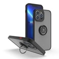 thumbnail image 1 of SaniMore for iPhone 14 Pro Max 6.7" Multi-Functional Magnetic Case, Translucent Matte Back Case with Car Mount & 360° Rotatable Ring Kickstand Shockproof Protective Cover, Black & Red, 1 of 7