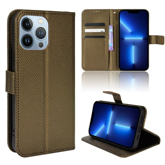 SaniMore for iPhone 14 Pro Max 6.7" PU Leather Case, Magnetic Closure Flip Wallet Cover with Wrist Strap Card Slot & Adjustable Kickstand All-Inclusive Protective Shell, Copper