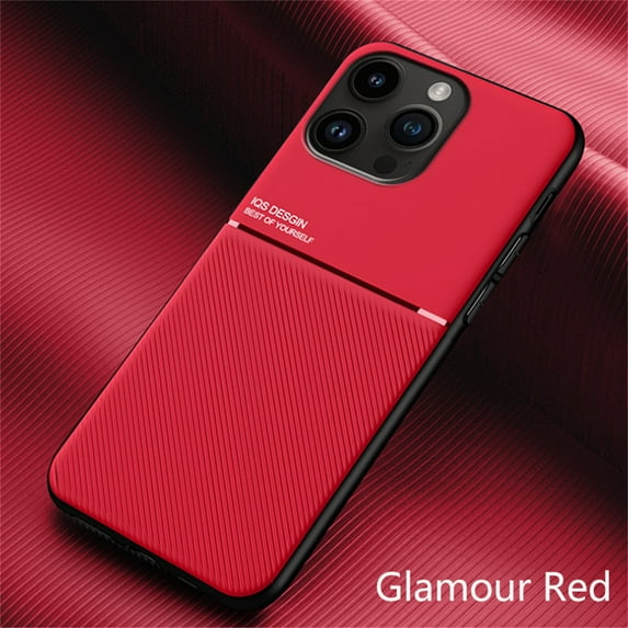 SaniMore for iPhone 14 Pro Max Case (6.7 inch 2022), PU Leather Magnetic Case Built-in Car Mount Shock Absorption TPU Rubber Luxury Hybrid Cover for iPhone 14 Pro Max 5G, Red