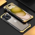 thumbnail image 1 of SaniMore for iPhone 14 Pro Max Case, Aluminum Alloy Glass Backplane Transparent No-yellow Wireless Charing Slim Drop Resistant Shockproof Anti-scratch Military Grade Protective Shell, Blackgold, 1 of 13