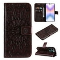 thumbnail image 1 of SaniMore for iPhone 14 Pro Max Case with Card Holder, Embossed Magnetic Wallet Soft TPU + PU Leather Cover with Practical Bracket + Detachable Hand Strap Shockproof Protective Shell, Brown, 1 of 8