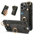 thumbnail image 1 of SaniMore for iPhone 14 Pro Max Case, Card Slots [Up to 2] Carabiner Finger Ring Stand Magnetic Car Mount PU Leather Skin Soft Shockproof TPU Anti-drop Anti-scratch Wallet Shell - Black, 1 of 8