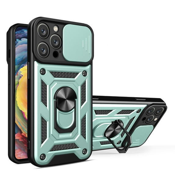 SaniMore for iPhone 14 Pro Max Case with Slide Camera Cover & Kickstand, Military Grade Drop Protective Phone Case with Magnetic Car Mount Holder for iPhone 14 Pro Max 6.7", Green