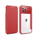 thumbnail image 1 of SaniMore for iPhone 14 Pro Max Case Transparent PC & Soft TPU Built-in Electroplated Lens Ring, Magnetic Flip Cover with Card Slot & Kickstand Shockproof Protective Shell, Red, 1 of 8