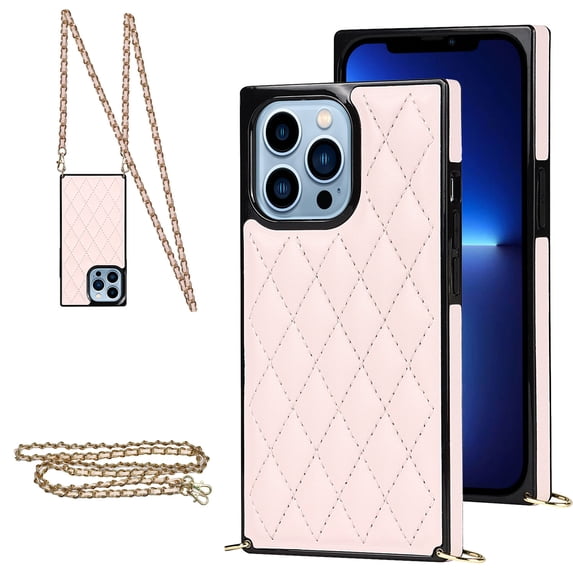 SaniMore for iPhone 14 Pro Max Magnetic Fragrant Case Support Wireless Charging, Premium PU Leather Cover Built-in Detachable Lanyard 360° All-Inclusive Shockproof Protective Shell, Pink