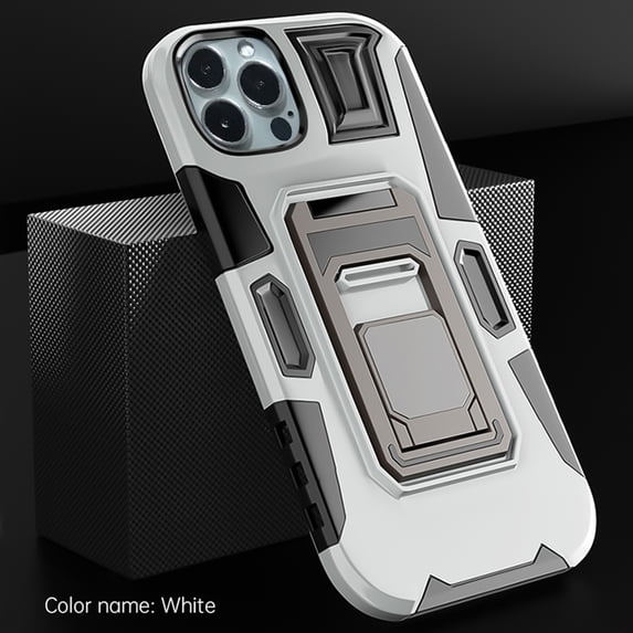 SaniMore for iPhone 14 Pro Max Multi-Functional Magnetic Case, Rugged PC Back with Car Mount & 360° Rotating Kickstand Military Grade Shockproof Protective Case for iPhone 14 Pro Max, White