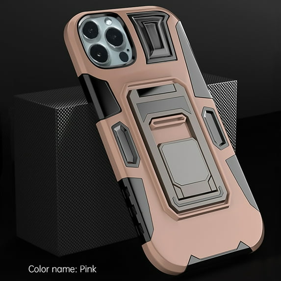 SaniMore for iPhone 14 Pro Max Multi-Functional Magnetic Case, Rugged PC Back with Car Mount & 360° Rotating Kickstand Military Grade Shockproof Protective Case for iPhone 14 Pro Max, Pink