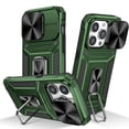 thumbnail image 1 of SaniMore for iPhone 14 Pro Max Stand Case, Slide Camera Cover 360 Degree Rotating Kickstand Magnetic Car Mount Hybird Tri-layer Rugged Shell Military-grade Shockproof Anti-drop Cover, Darkgreen, 1 of 10