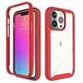 thumbnail image 1 of SaniMore for iPhone 14 Pro Max Two-Layer Structure Transparent Case, Rugged Clear PC Back & TPU Bumper [Not Yellowing Technology] Full Body Protective Case for iPhone 14 Pro Max, Red, 1 of 6