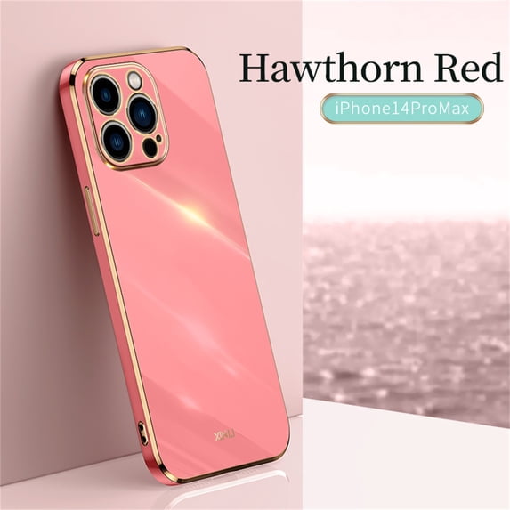 SaniMore for iPhone 14 Pro Max Ultra-Thin Electroplated Camera Protection Case, Rugged PC Back Anti-Fingerprint Shockproof Heavy Duty Protective Case for iPhone 14 Pro Max Women Men, Red