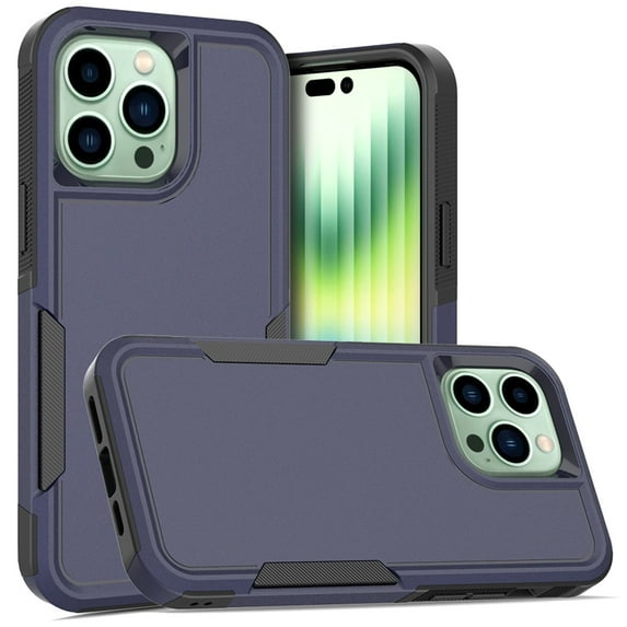 SaniMore for iPhone 14 Pro Max Ultra-Thin Two-Layers Protection Case, Rugged PC Back & Flexible TPU Military Grade Shockproof Heavy Duty Protective Case for iPhone 14 Pro Max, Darkblue