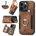 thumbnail image 1 of SaniMore for iPhone 14 Pro Max Wallet Case, [RFID Blocking] Elastic Card Slot Vehicle Magnetic PU Leather Ring Holder & Lanyard Stand Money Pocket Protective Cover for iPhone 14 Pro Max, Brown, 1 of 12