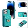 thumbnail image 1 of SaniMore for iPhone 14 Pro PU Leather Case, Multi-Functional Metal Snap Wallet Cover with Card Slot & Kickstand Shoulder Strap Full Body Protective Shell for iPhone 14 Pro, Green, 1 of 9