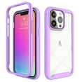 thumbnail image 1 of SaniMore for iPhone 14 Pro Two-Layer Structure Transparent Case, Rugged Clear PC Back & TPU Bumper [Not Yellowing Technology] Full Body Protective Case for iPhone 14 Pro, Purple, 1 of 6