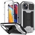 thumbnail image 1 of SaniMore for iPhone 14 Rugged case with Screen Protector, Stand Camera Slide Cover for iPhone 14 6.1 inch Metal Military Sturdy Armour Shockproof Cover for Man Woman Outdoor, Silver, 1 of 8