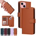 thumbnail image 1 of SaniMore for iPhone 14 Wallet Case, Detachable Strong Magnetic PU Leather Flip Cover PU Leather with Magnetic Shell Card Slots Cash Pocket Wristlet Strap Full Body Protective Stand Shell, Brown, 1 of 12