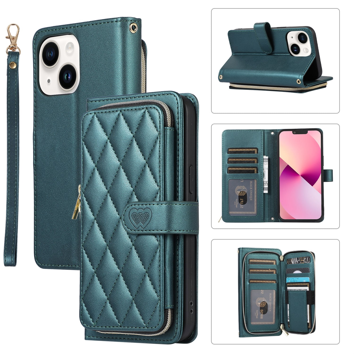 SaniMore for iPhone 15（2023) Buisness Case, Zipper Purse [Card