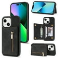 thumbnail image 1 of SaniMore for iPhone 15 6.1" 2023 Back Case with Zipper Card Pokcet Flip Wallet/Kickstand Shock Absorption Anti-fall Retro PU Leather Wear-resistant Shell for iPhone 15, Black, 1 of 7