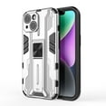 thumbnail image 1 of SaniMore for iPhone 15 6.1" 2023 Case with Hidden Bracket, Magnetic Car Mount Hybird Heavy Duty Protective Tri-layer Shockproof Drop-proof Cover for iPhone 15, Silver, 1 of 13