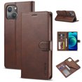 thumbnail image 1 of SaniMore for iPhone 15 6.1" 2023 Case, PU Leather Skin & Soft TPU Inner Shell [Card Holder + Cash Pocket + Flip Kickstand] Magnetic Closure Protective Wallet Cover SaniMore for iPhone 15, Brown, 1 of 10
