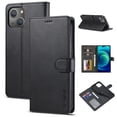 thumbnail image 1 of SaniMore for iPhone 15 6.1" 2023 Case, PU Leather Skin & Soft TPU Inner Shell [Card Holder + Cash Pocket + Flip Kickstand] Magnetic Closure Protective Wallet Cover SaniMore for iPhone 15, Black, 1 of 11