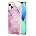 thumbnail image 1 of SaniMore for iPhone 15 6.1" 2023 Case with Wireless Charging Shockproof TPU Backplane Glitter Marble Pattern Fashion Design Anti-drop Anti-fingerprint Skin-feel Cover for iPhone 15, Lightpurple, 1 of 5