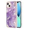 thumbnail image 1 of SaniMore for iPhone 15 6.1" 2023 Case with Wireless Charging Shockproof TPU Backplane Glitter Marble Pattern Fashion Design Anti-drop Anti-fingerprint Skin-feel Cover for iPhone 15, Darkpurple, 1 of 5