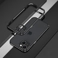 thumbnail image 1 of SaniMore for iPhone 15 6.1" 2023 Metal Bumper Frame + Lens Protector Case Heavy Duty Protectiive Anti-shock Drop Resistant Ultra-thin Design for Women Men, Black+Silver, 1 of 12