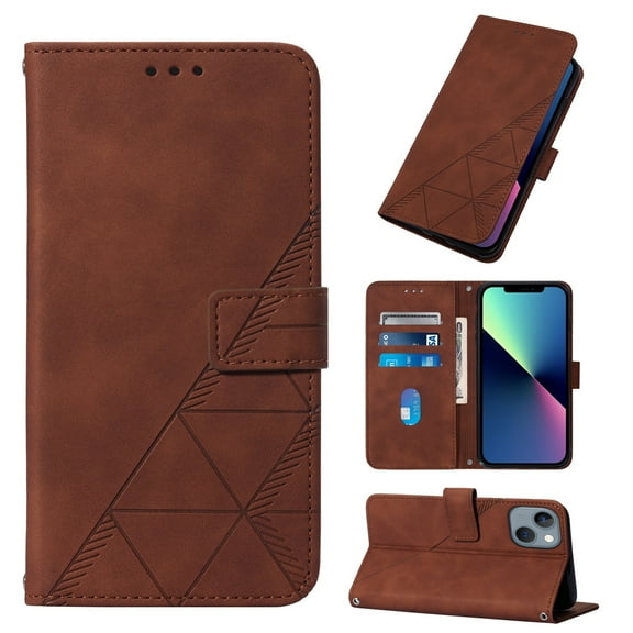 SaniMore for iPhone 15 6.1" Case Wireless Charging Support, Magnetic Flip Wallet Card Holder PU Leather Cover Built-in Kickstand & Wrist Strap Full Body Protective Shell, Brown