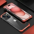 thumbnail image 1 of SaniMore for iPhone 15 Case, Aluminum Alloy Glass Backplane Transparent No-yellow Wireless Charing Slim Lightweight Drop Resistant Shockproof Anti-scratch Military Grade Protective Shell, Blackred, 1 of 14