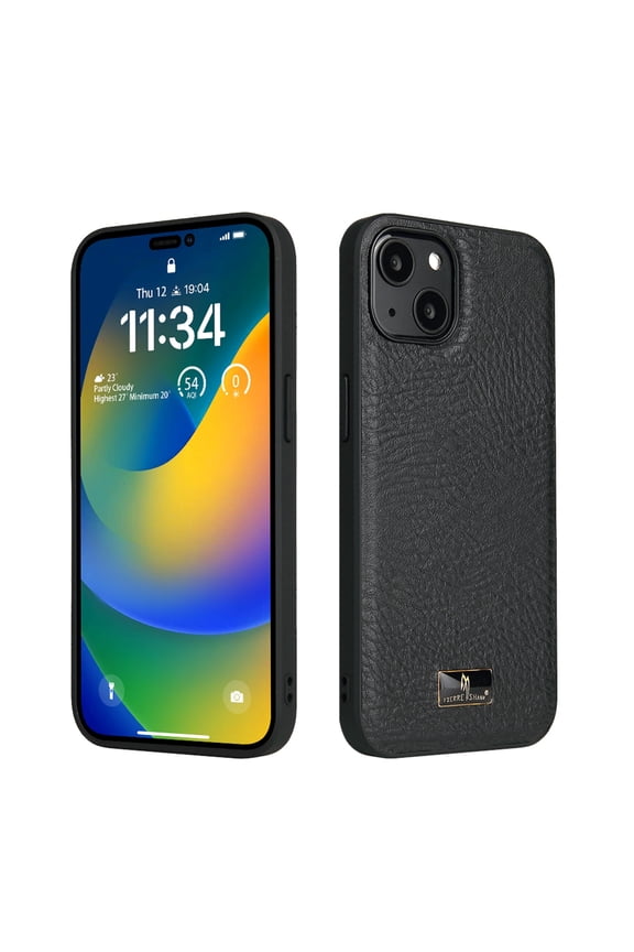 for iPhone 15 Case, PU Leather Rugged PC Shockproof Tough Anti-Fingerprint Ultra Slim Lightweight Luxury Anti-scratch Wear-resistant Durable Cover for iPhone 15, Beef Tendon Black