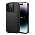 thumbnail image 1 of SaniMore for iPhone 15 Case, PU Leather Skin & Rugged PC Backplane Card Slots [Up to 2] Shockproof Anti-fall Flip Kickstand Slim Lightweight Business Shell for iPhone 15, Black, 1 of 5